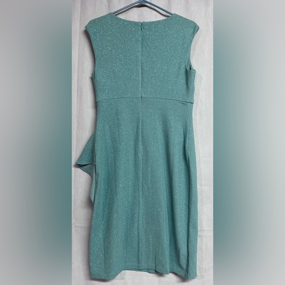 SLNY Brooch Embellished Glitter Knit Dress Prom Party Dress Mint Green - Picture 7 of 8